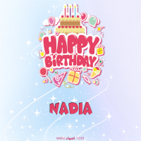 إسم Nadia مكتوب على صور عيد ميلاد بالإنجليزي
